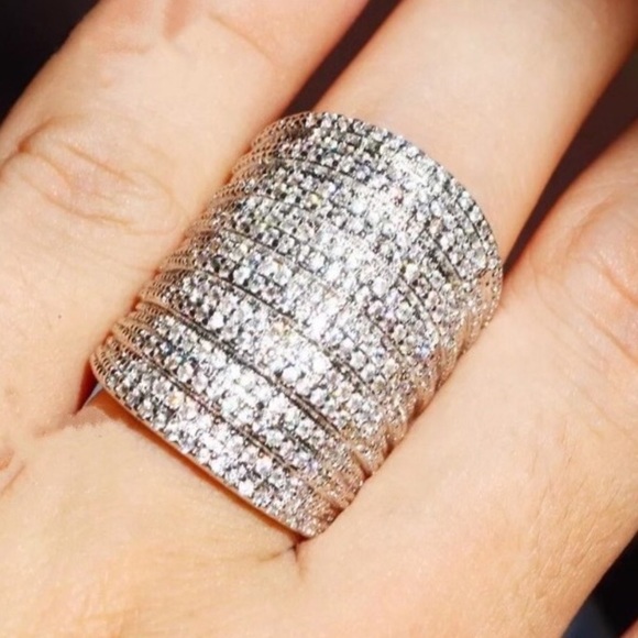 Sterling princess cut engagement cocktail ring - Picture 2 of 3